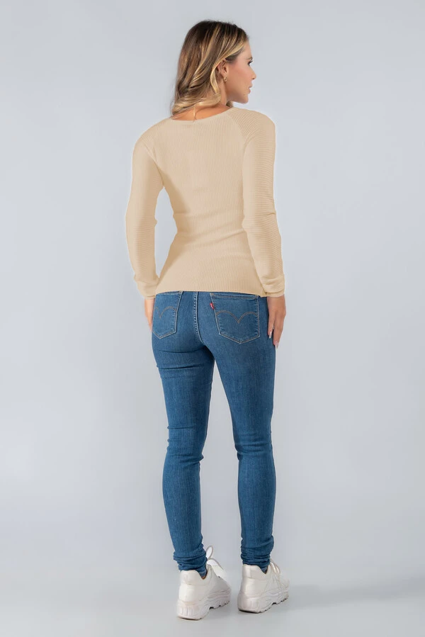 Blusa canelada decote quadrado