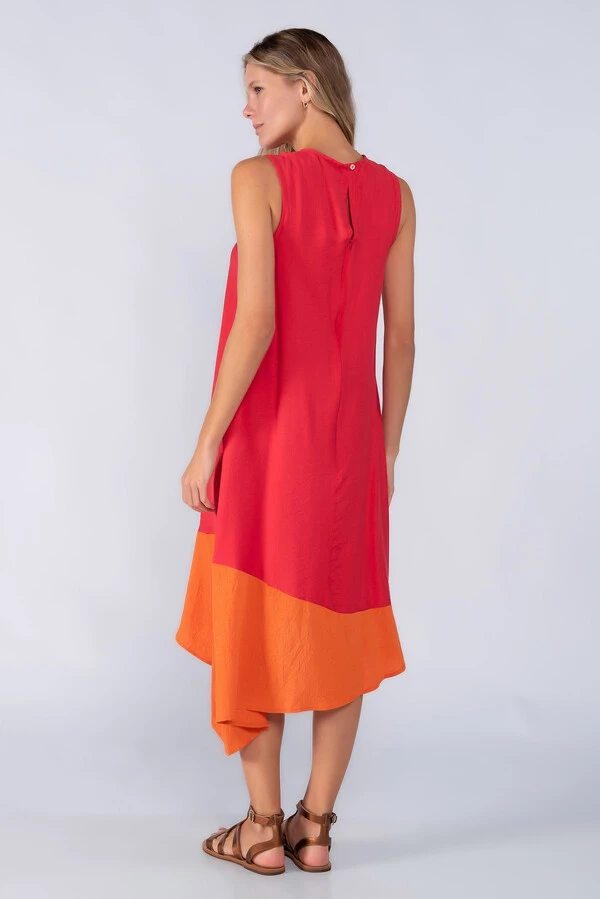 Vestido midi bicolor trapezio