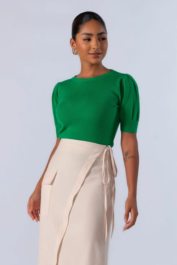 Blusa em viscose manga princesa