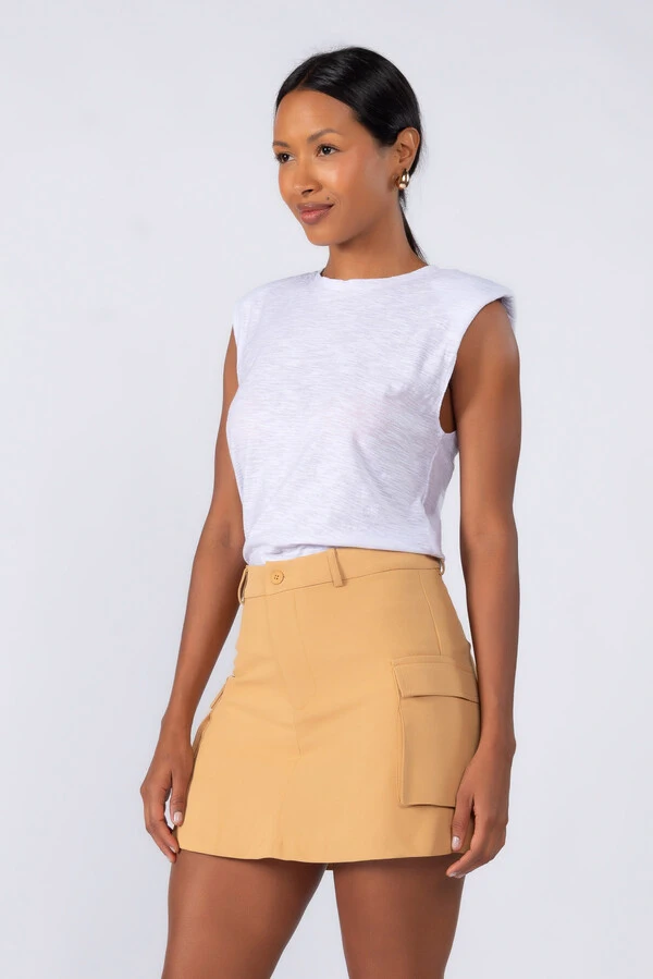 Shorts saia cargo forrado em poliester