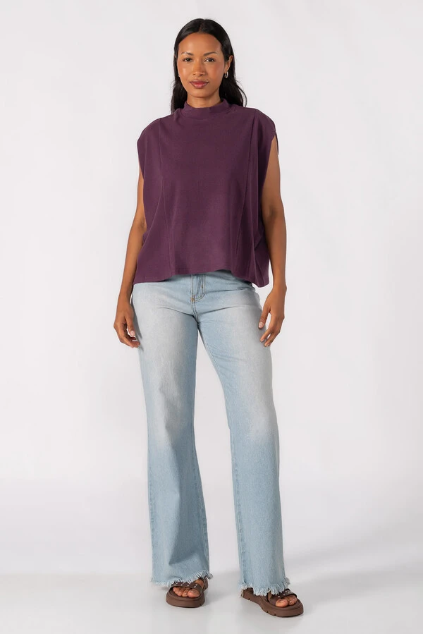 Blusa flanelada gola alta