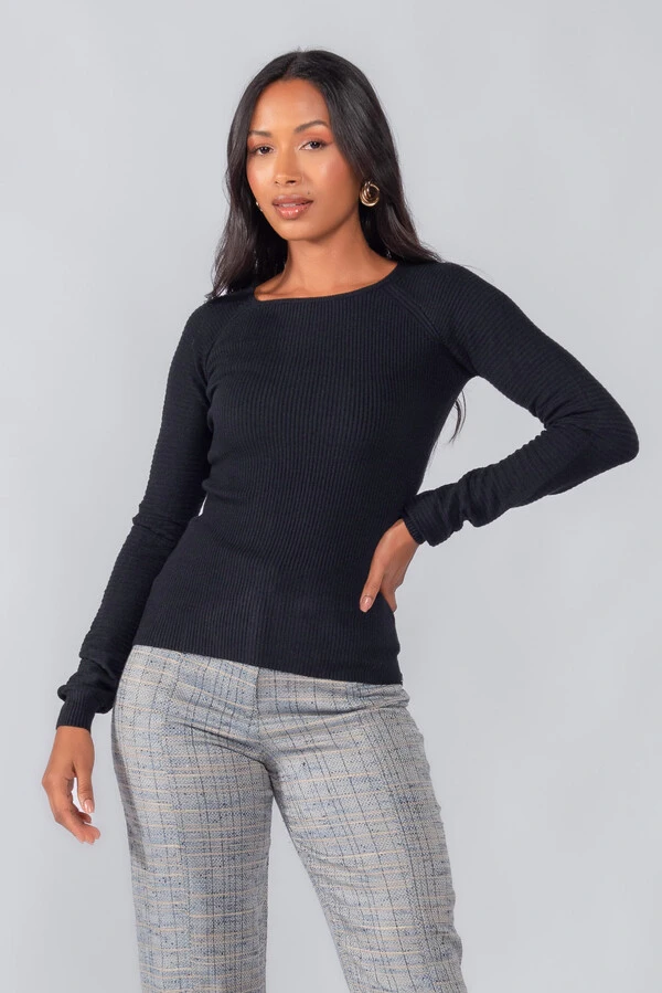 Blusa canelada decote quadrado