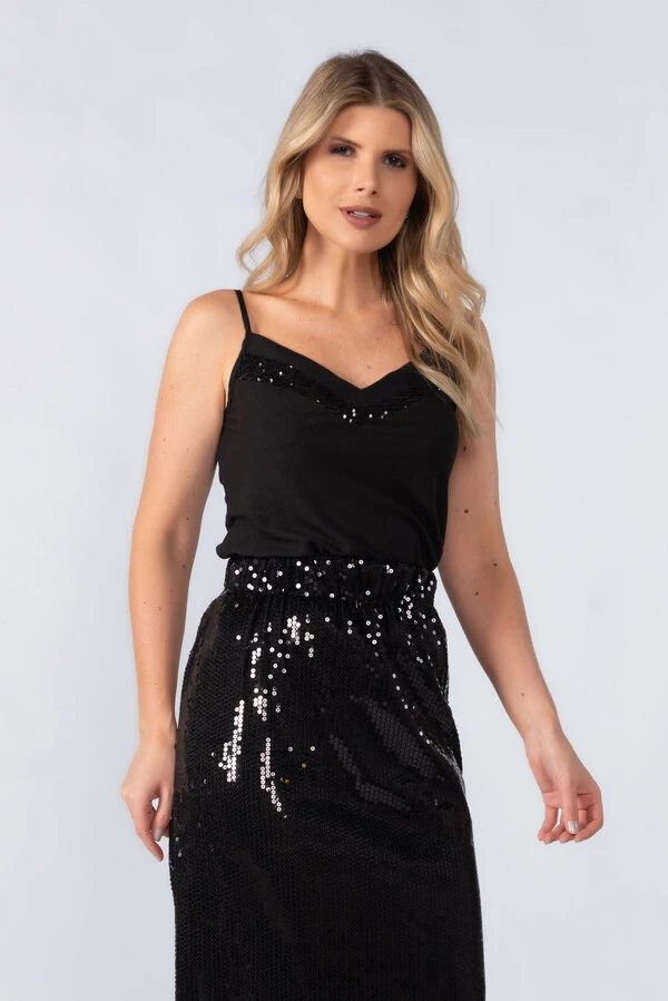 Blusa alca detalhe em paete