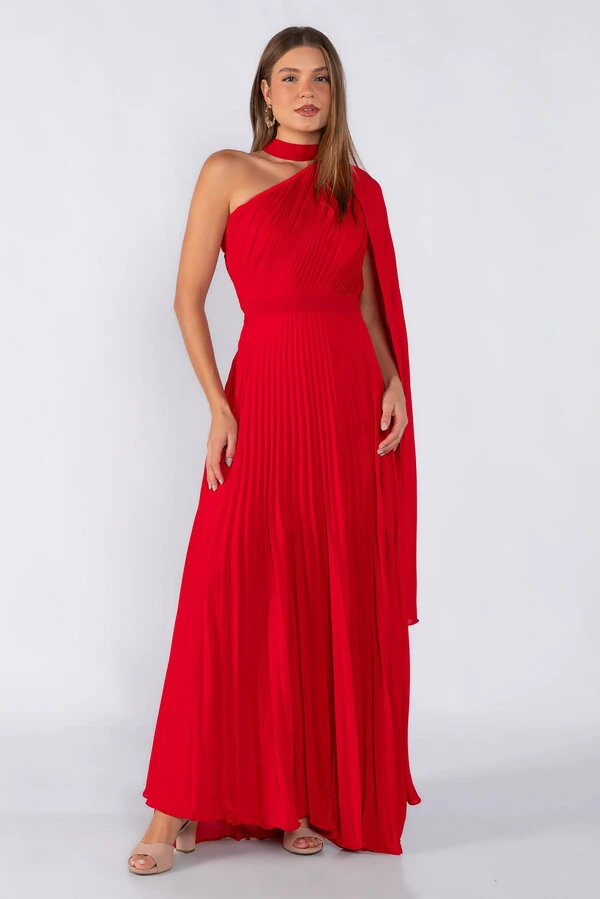 Vestido crepe plissado
