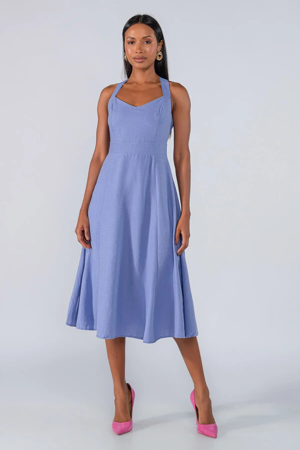 Vestido midi alcas cruzadas