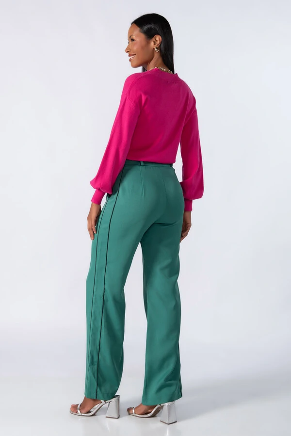 Calca pantalona poliester com lista