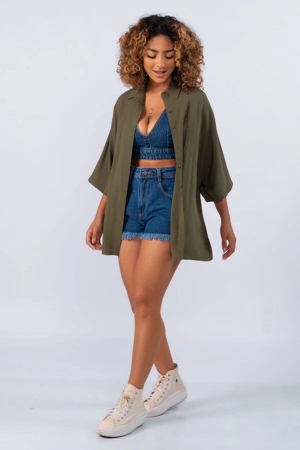 Camisa manga curta em viscose