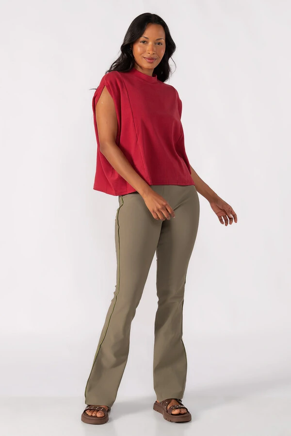 Blusa flanelada gola alta