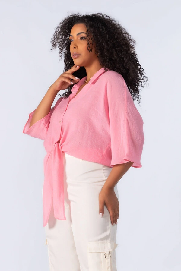 Camisa em viscose de amarracao