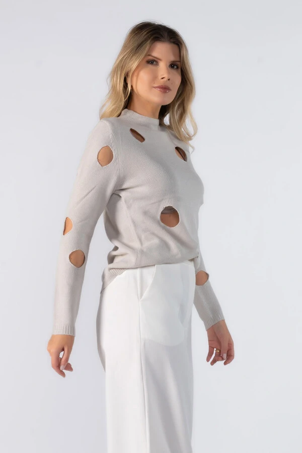 Blusa tricot vazada