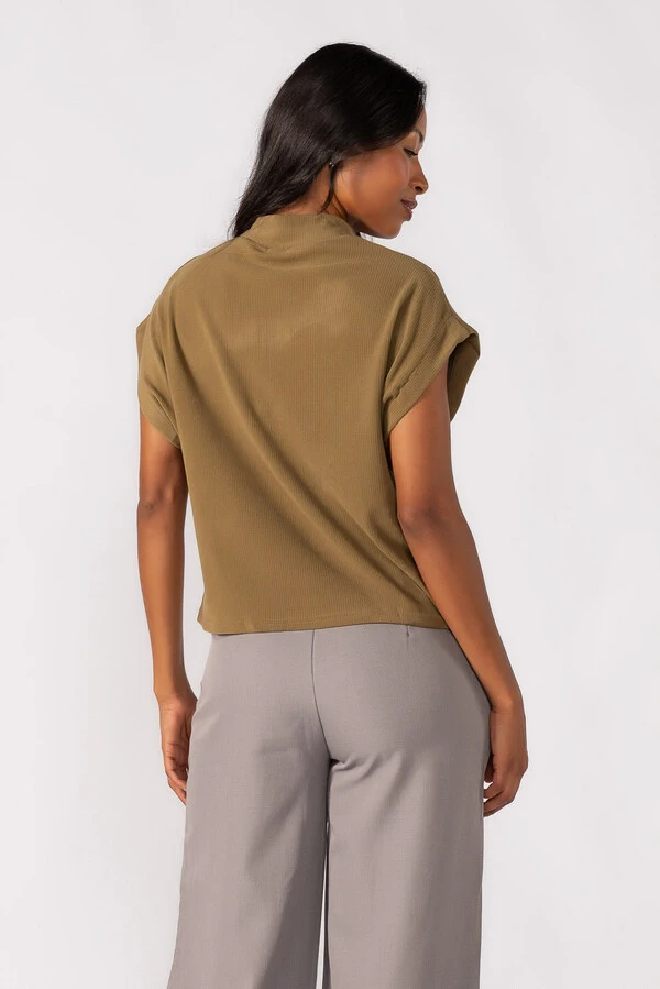 Blusa gola alta canelada
