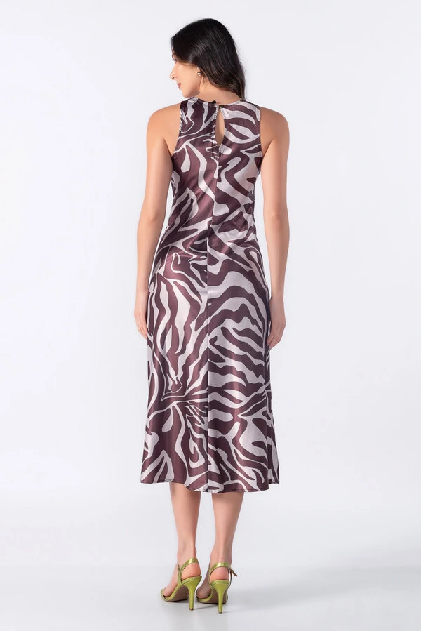 Vestido midi cetim zebra