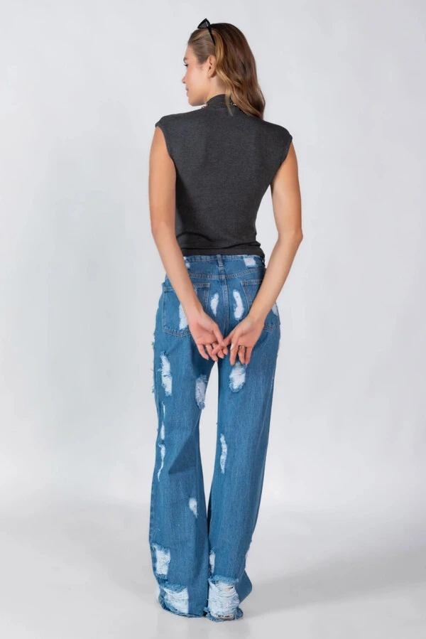 Blusa gola alta canelada