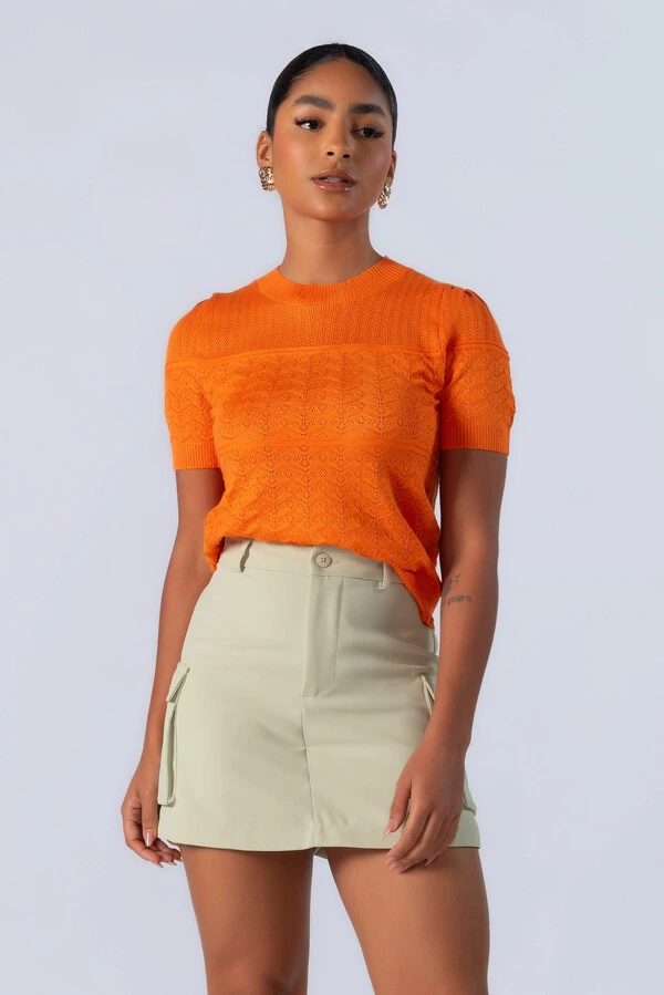 Blusa em viscose tecido trabalhado