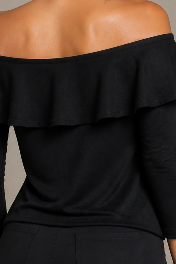 Blusa manga com gola babado