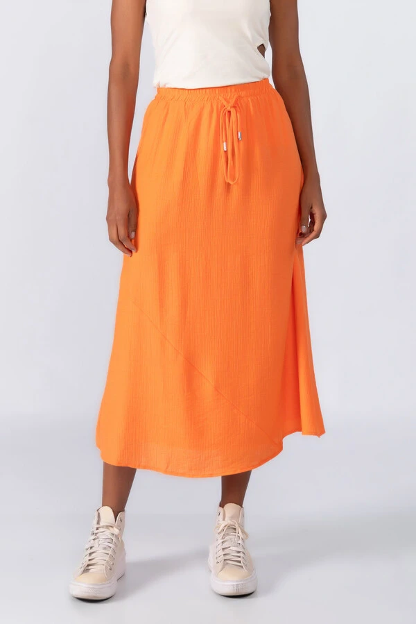 Saia midi em viscose elastico no cos
