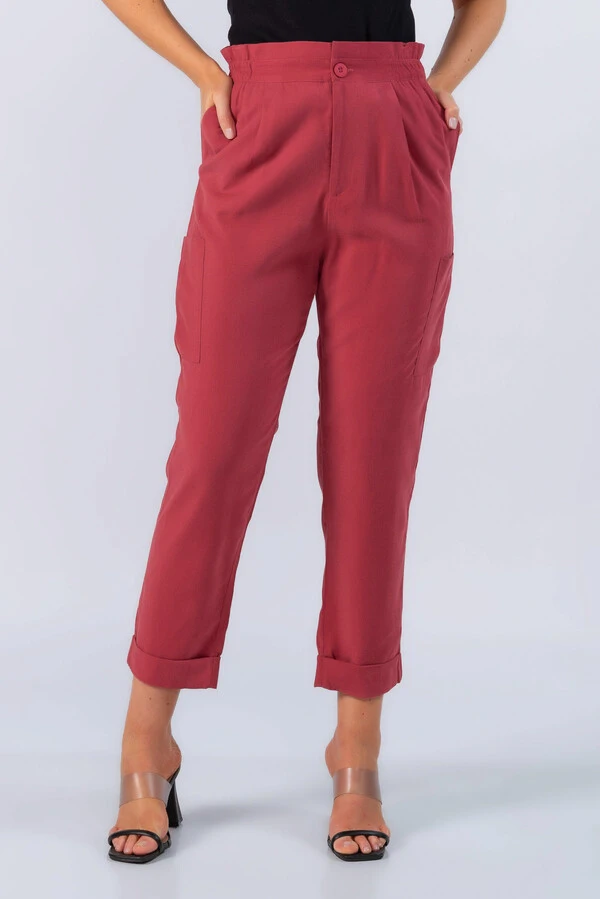 Calca jogger em viscose com bolsos