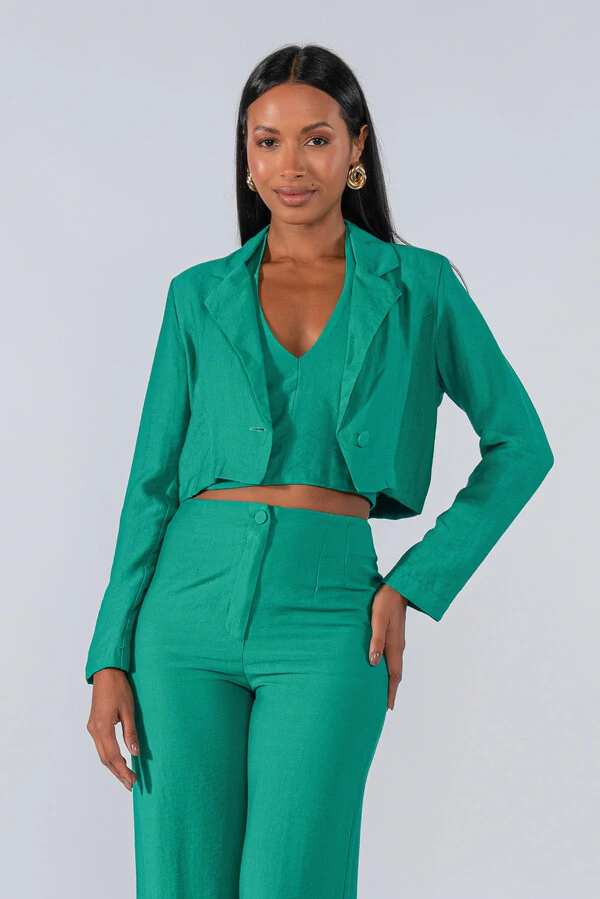 Blazer curto viscose um botao