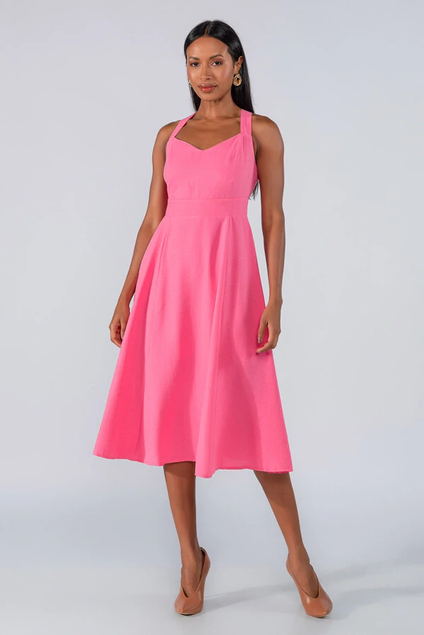 Vestido midi alcas cruzadas