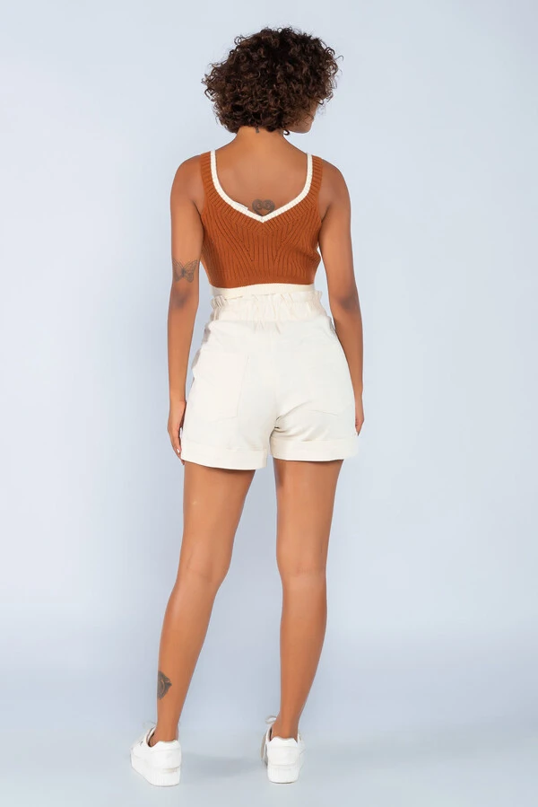 Cropped em tricot bicolor