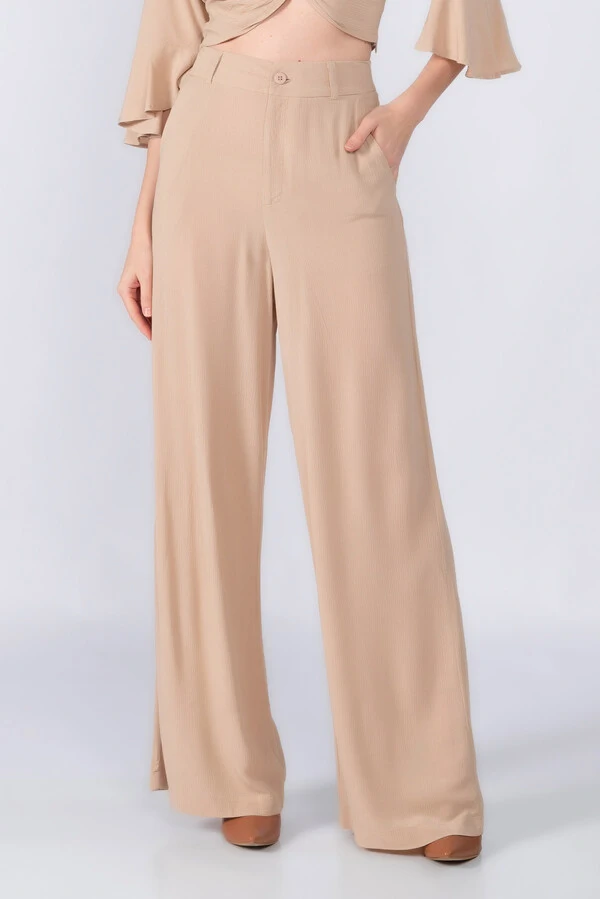 Calca pantalona em viscose basica