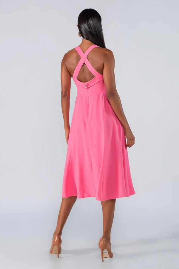 Vestido midi alcas cruzadas