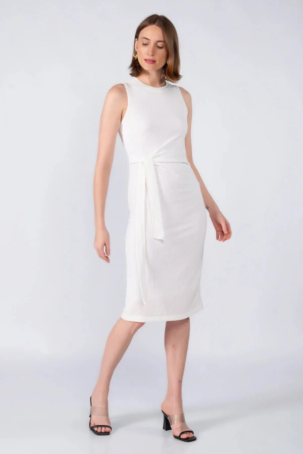Vestido midi regata laco lateral poliester