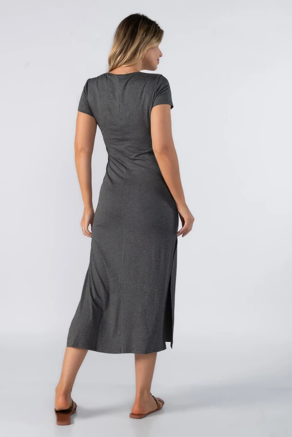 Vestido longo de malha fina