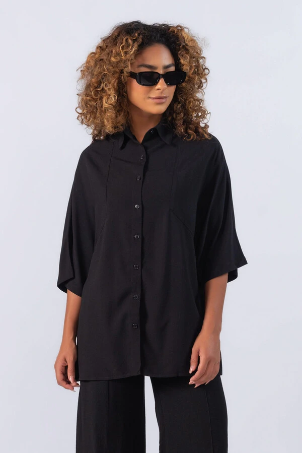 Camisa manga curta em viscose