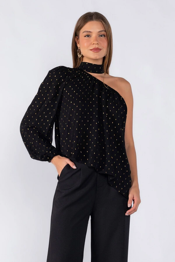 Blusa lurex uma manga