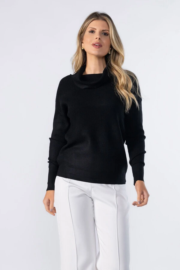Blusa gola alta canelada