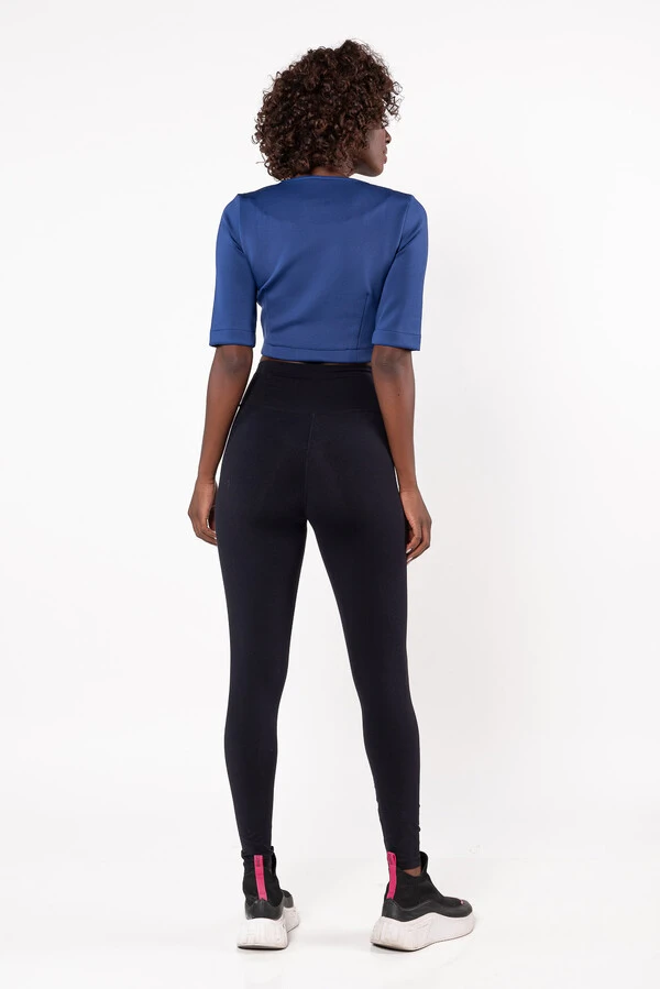 Cropped decote v com ziper frontal