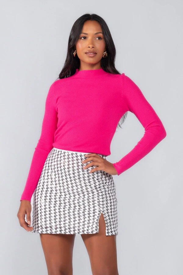 Blusa canelada gola baixa