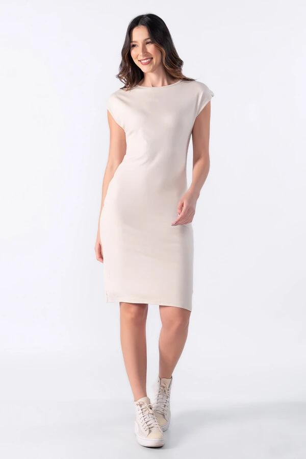 Vestido midi manga muscle
