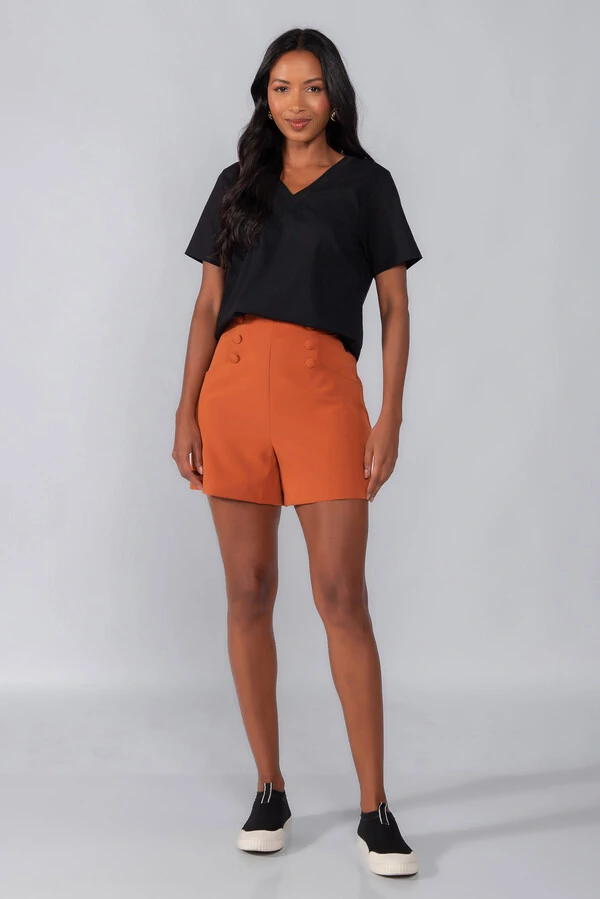 Blusa linho decote em v