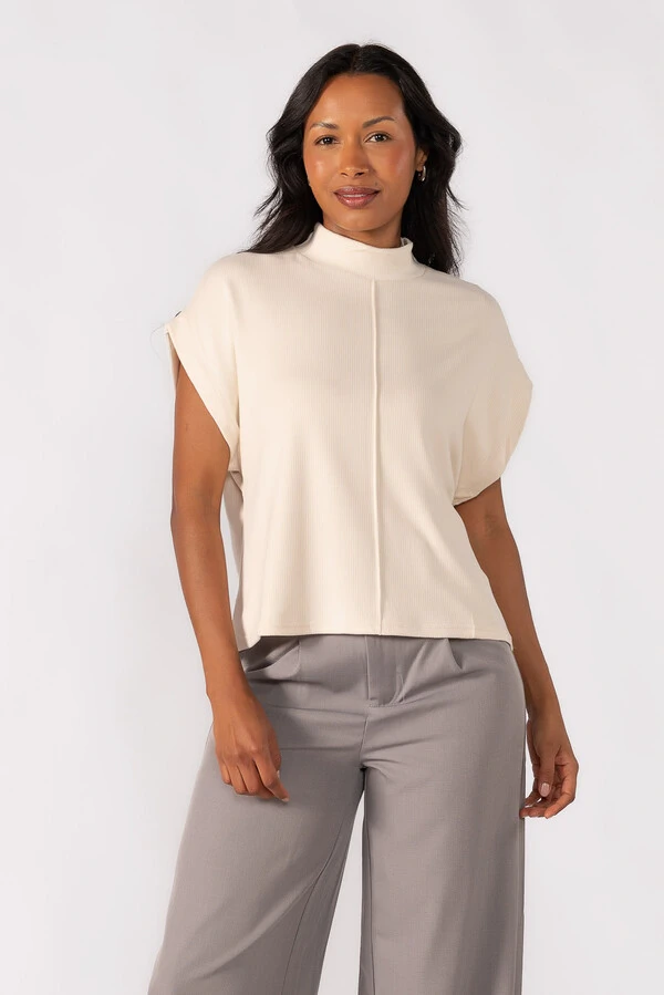 Blusa gola alta canelada