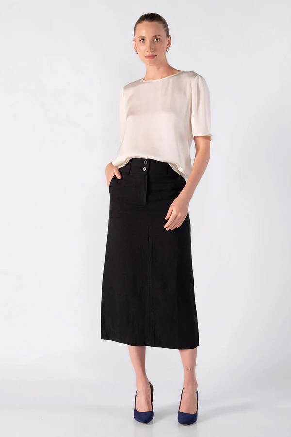 Blusa bata em crepe actinado meia manga