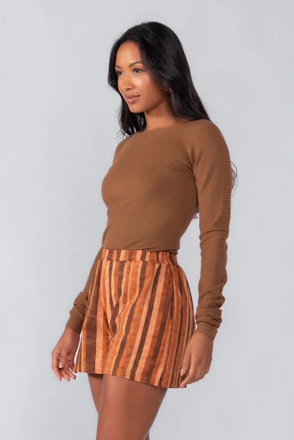 Blusa canelada decote quadrado
