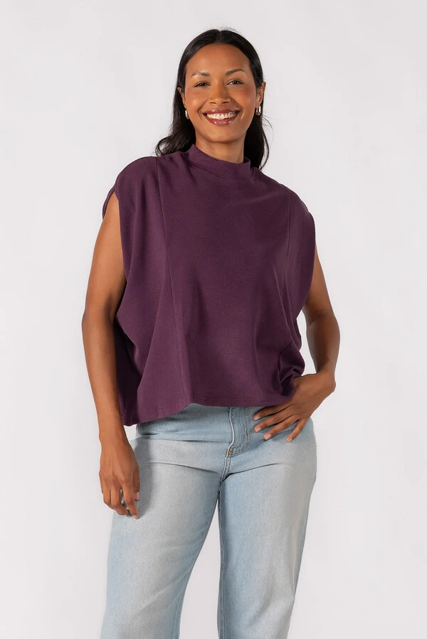 Blusa flanelada gola alta
