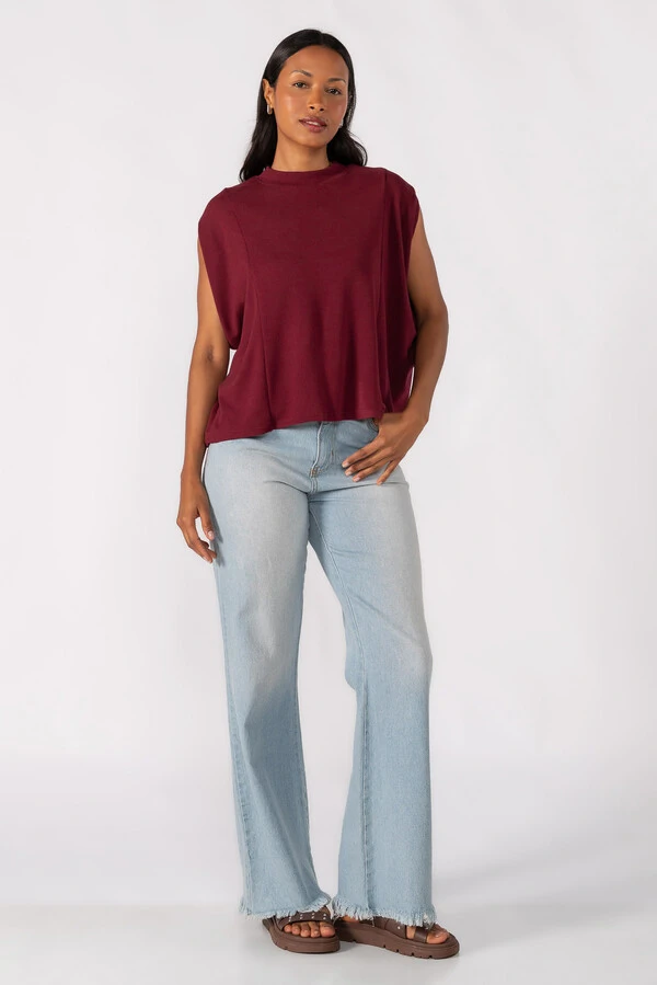 Blusa flanelada gola alta