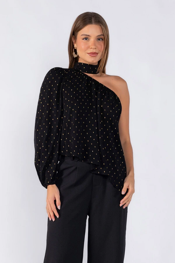 Blusa lurex uma manga