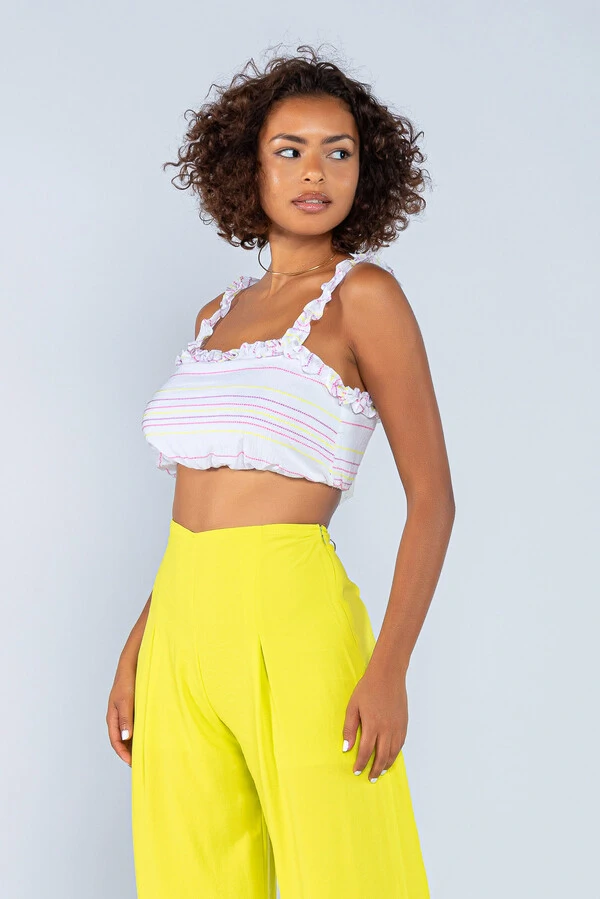 Top cropped liocel prespontado babadinho