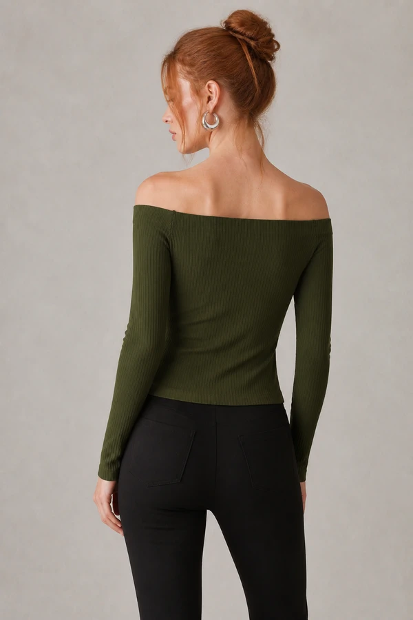 Blusa canelada ombro a ombro