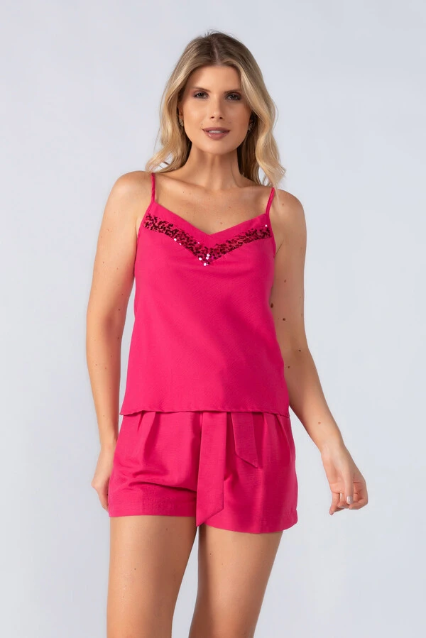 Blusa alca detalhe em paete