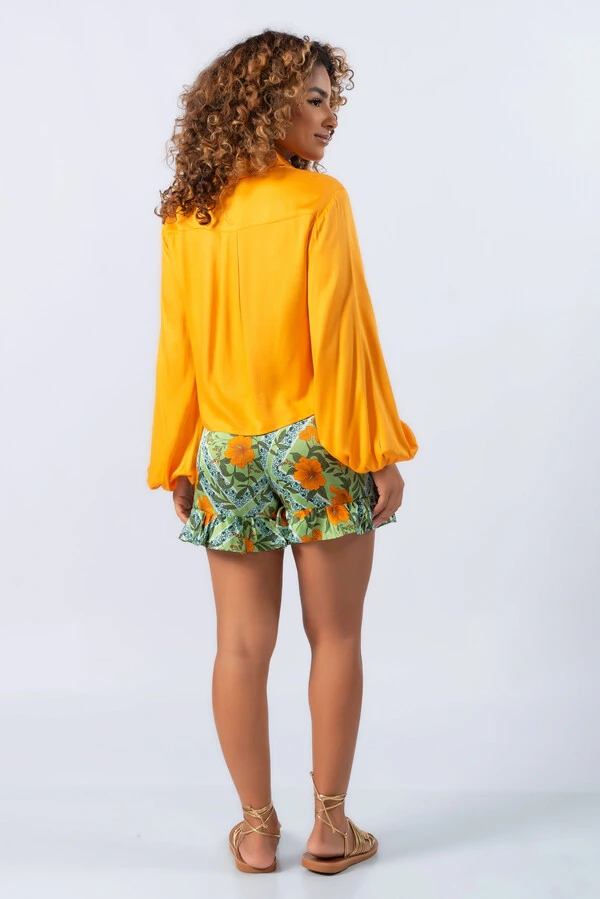 Camisa cropped em viscose com elastico