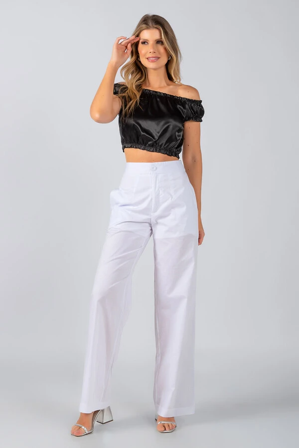 Blusa cropped cetim ciganinha