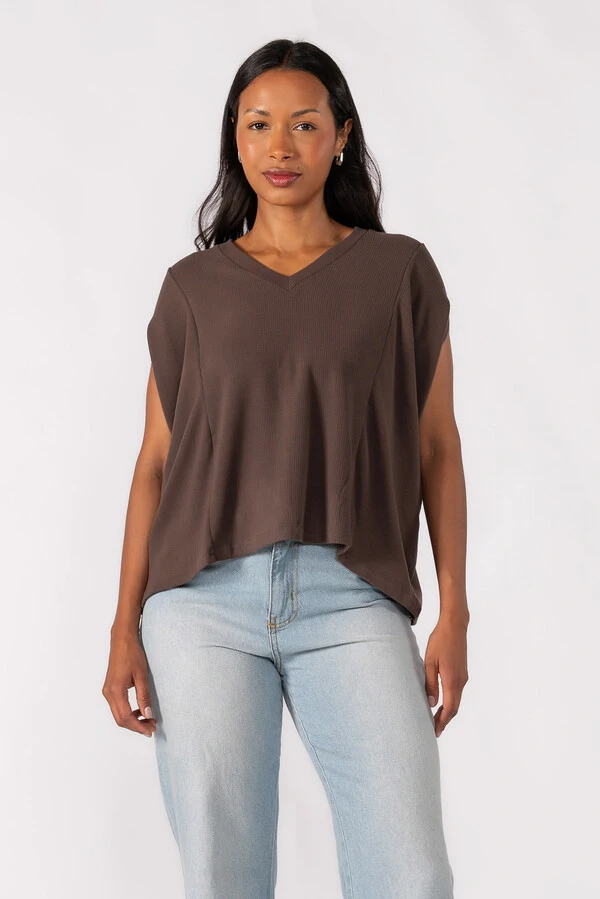 Blusa oversized decote em v