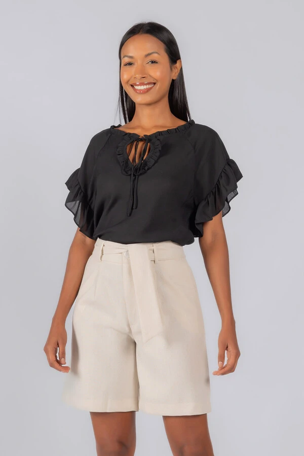 Blusa crepe detalhe em babados