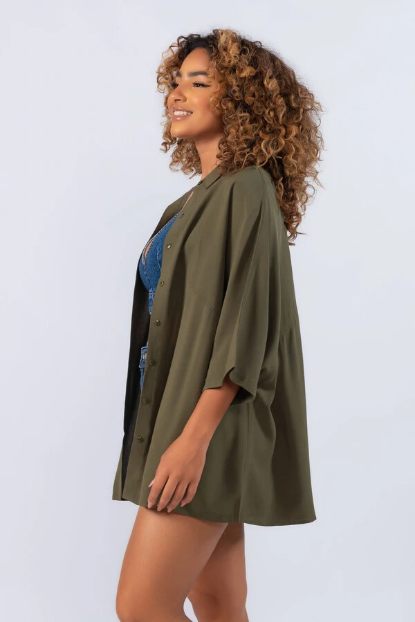 Camisa manga curta em viscose