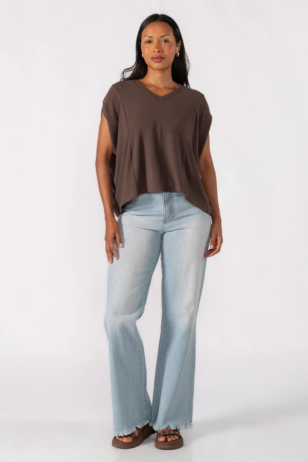 Blusa oversized decote em v